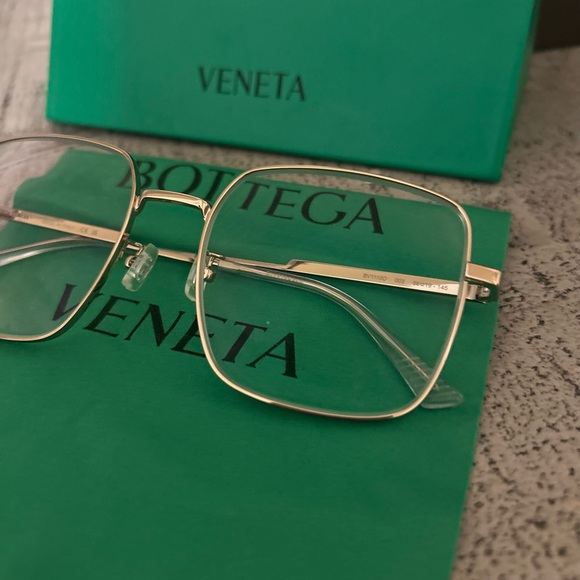 Bottega Veneta VB11100 Gold Square Metal Frame Eye Glasses ? Oversized main image 12